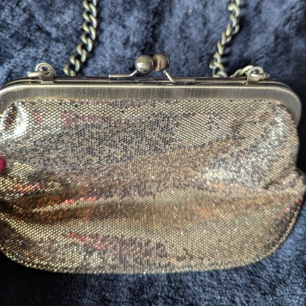 EUC Gold Shine Express Purse/Clutch w/ Attached Strap